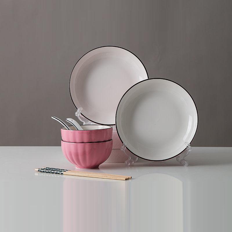 Набор бытовой посуды, креативная керамическая тарелка, японская миска для супа с лапшой, миска для еды, миска с тыквой, тарелка, обеденная тарелка, блюдо