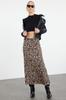 Women's Fashion Multicolored Leopard Animal Patterned Maxi Length Woven Skirt