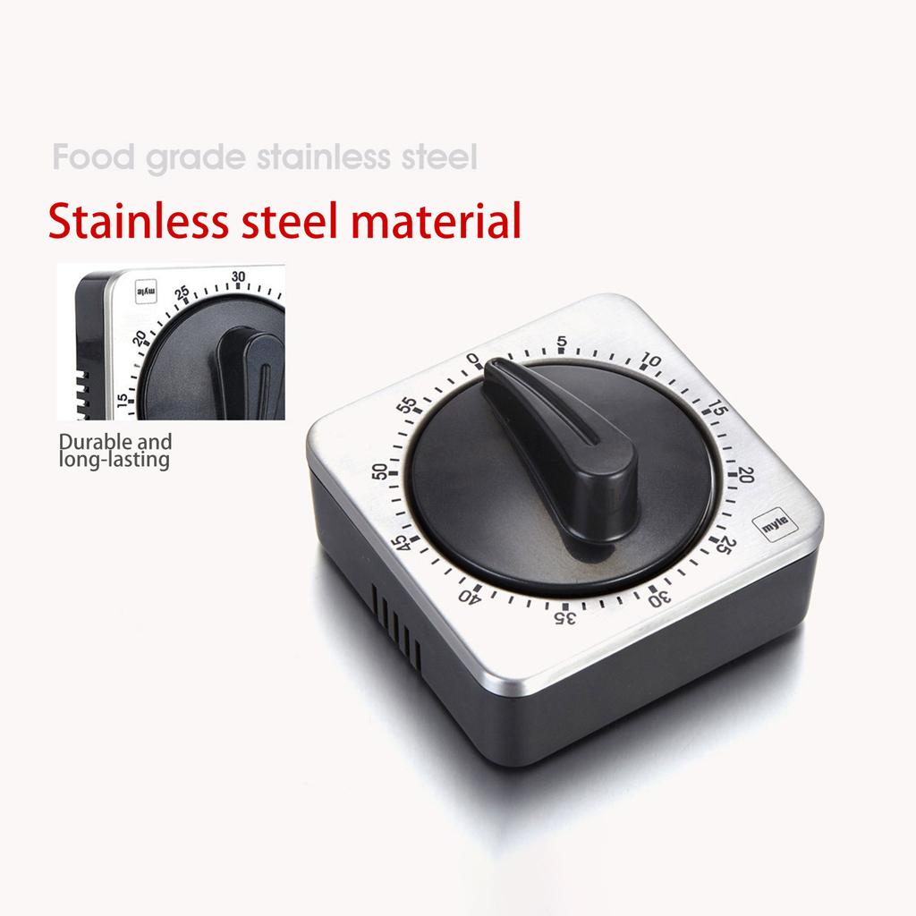 Кухонный таймер обратного отсчета, магнитный, 60 минут, механический таймер из нержавеющей стали для домашней выпечки, духовки