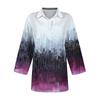 Женский модный повседневный топ на пуговицах с рукавом три четверти с градиентным принтом и лацканами
