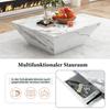 Modern Drum Coffee Table, Trapezoid White Marble Veneer Coffee Table, Living Room Table 70*70*37cm