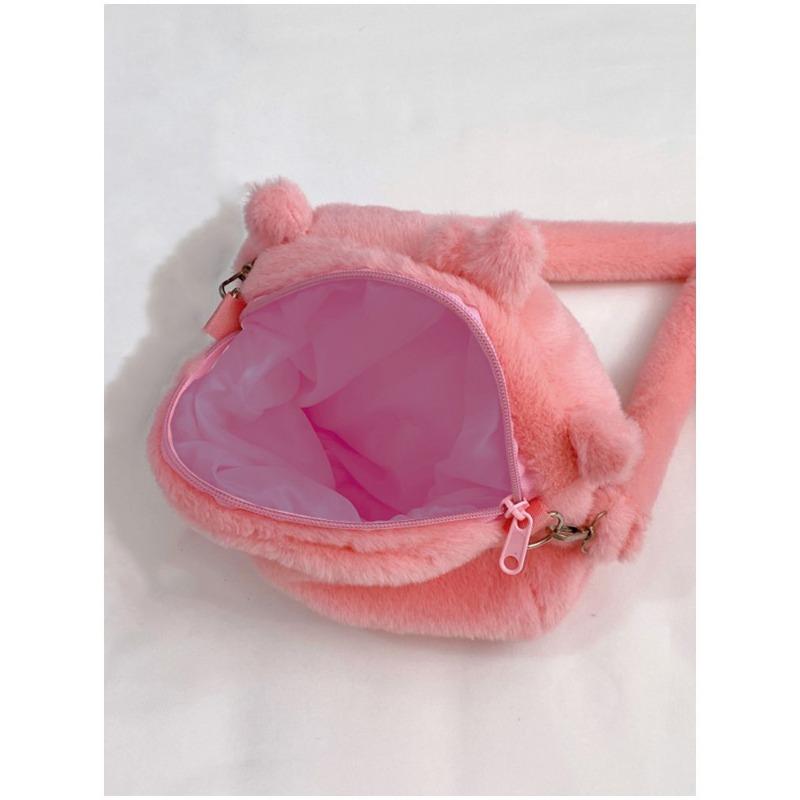 Cute Beaver Plush Crossbody Bag Soft Kawaii Cartoon Mini Shoulder Purse For Women Sweet Small Backpack