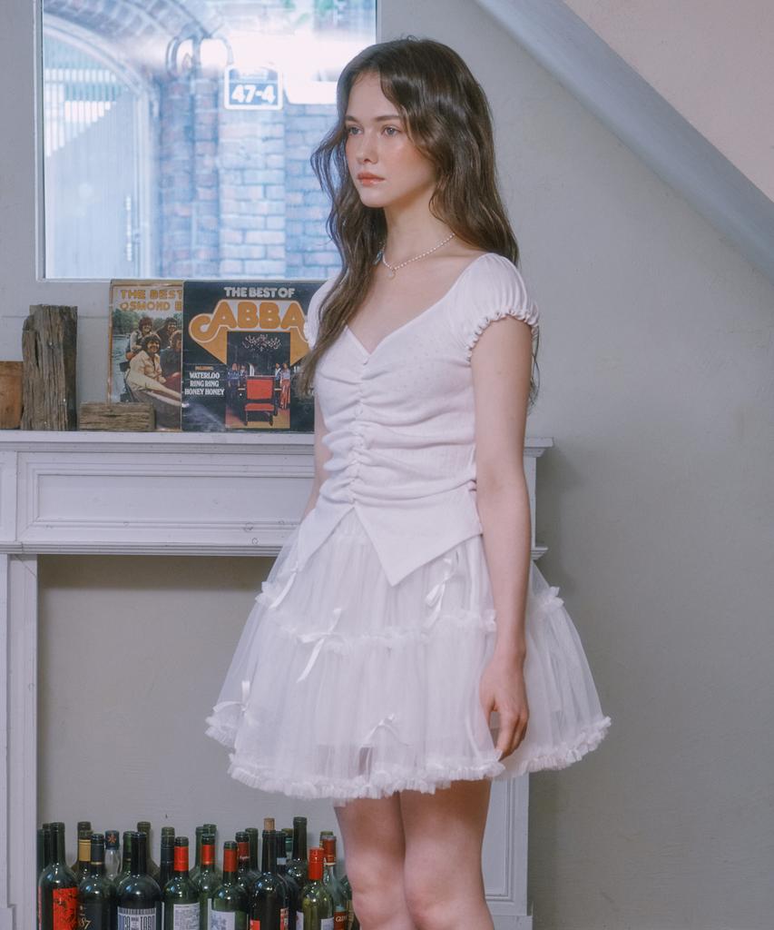 Lulu Shoe Ribbon Cancan Lace Skirt - White
