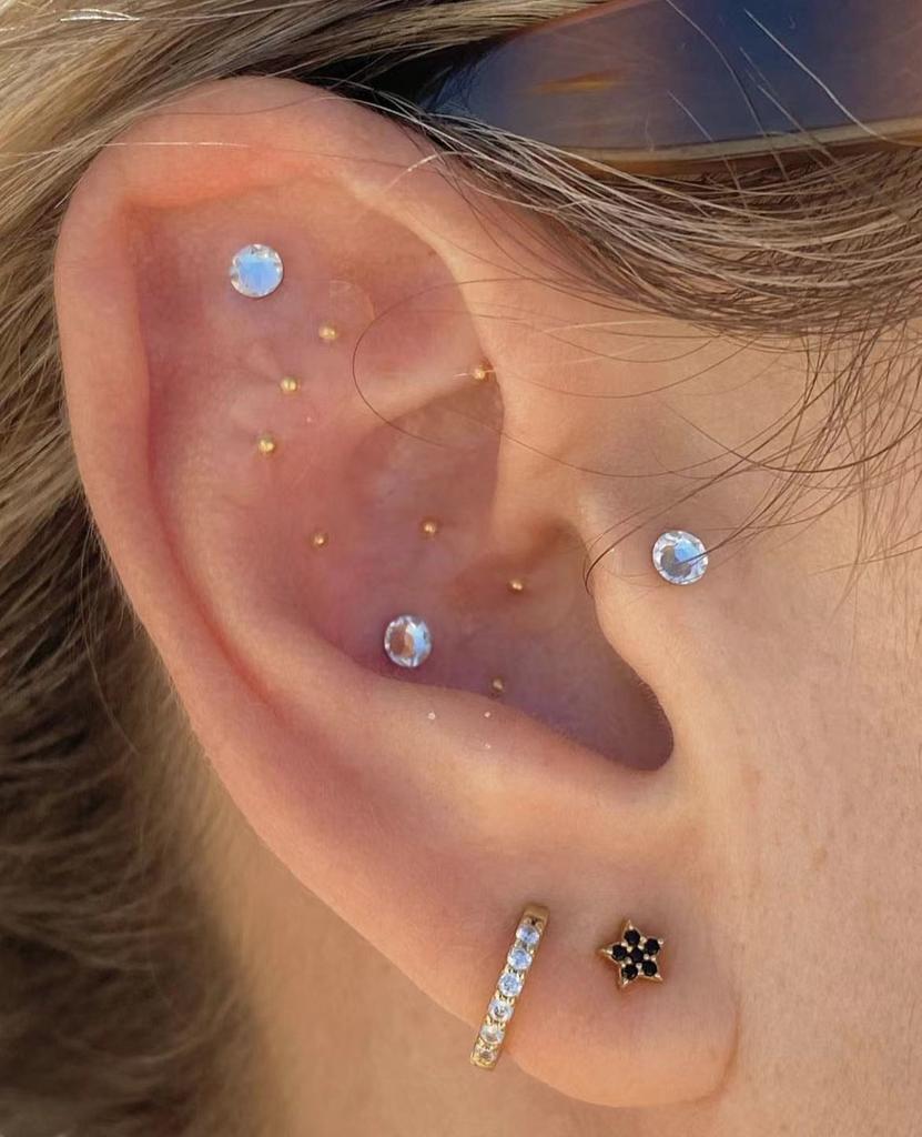 Ear Seed Multi-Condition Ear Seeds Acupuncture Auricular Sticker Kit 100pcs Ear Seeds with Acupressure Ear Chart Tweezer