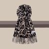 Ветрозащитный Зимний Теплый Шарф Леопардовый Женский Шарф Обмотка Модный Шарф с Кисточками Шаль Грелка для Шеи