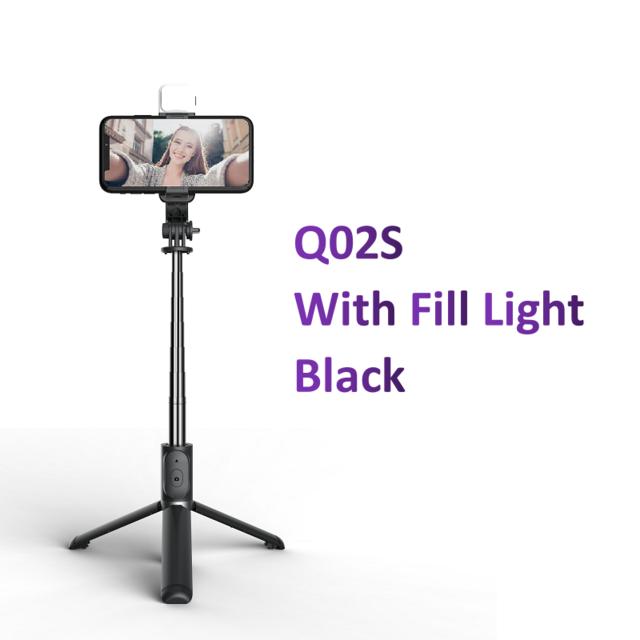 Q02S Беспроводная Bluetooth палка для селфи складной мини-штатив с заполняющим светом затвора пульт дистанционного управления для Huawei IOS Android