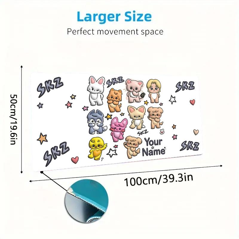 Skz Custom Name Large Size Mouse Pad Large Gaming Table Cushion Non-slip Laptop Tablet Big Mousepad XXL Mat Mini PC Playmat With Lock edge