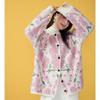 2025 Sweaters Flower Coat Pink Cardigan Autumn Women Print O-Neck Bat Sweaters Knitting Loose Sweater Green