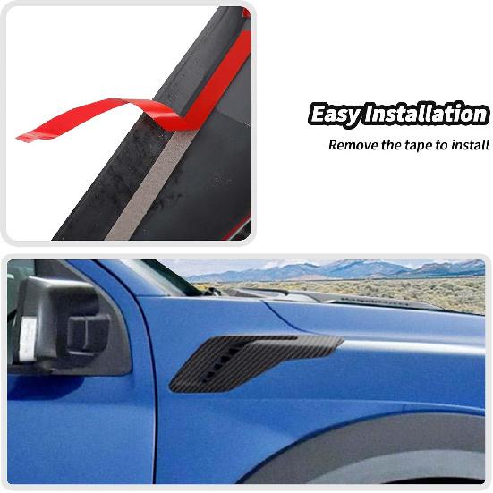 JeCar Carbon Fiber Fender Side Air Vent Decor Cover Trim For Ford Raptor F150 2021+