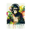 Abstract Pop Art Monkey Earphones Dj Music Wall Poster Prints Neon Light Effects Canvas Painting Rock Animal Home Bar Room Decor