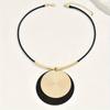 1pc Stitching Geometric Round Pendant Necklace Retro Style Statement Jewelry For Vacation Wear
