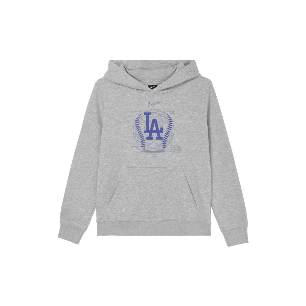 Nike X Mlb Los Angeles Dodgers Logo Print Loose Hoodie Kids Hoodies Light-Gray 3Z3B7SBGA-LAD