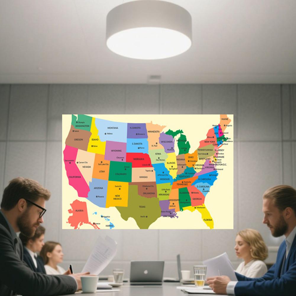 Без рамки, Карта Соединенных Штатов - Административная карта, для классной комнаты, студенческой комнаты и дома, Декор для стен, Туристические принадлежности