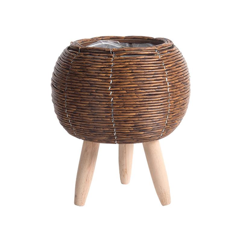 Basket with Removable Legs Flower Shelf Imitation Rattan Flower Stand Plant Stand Basket