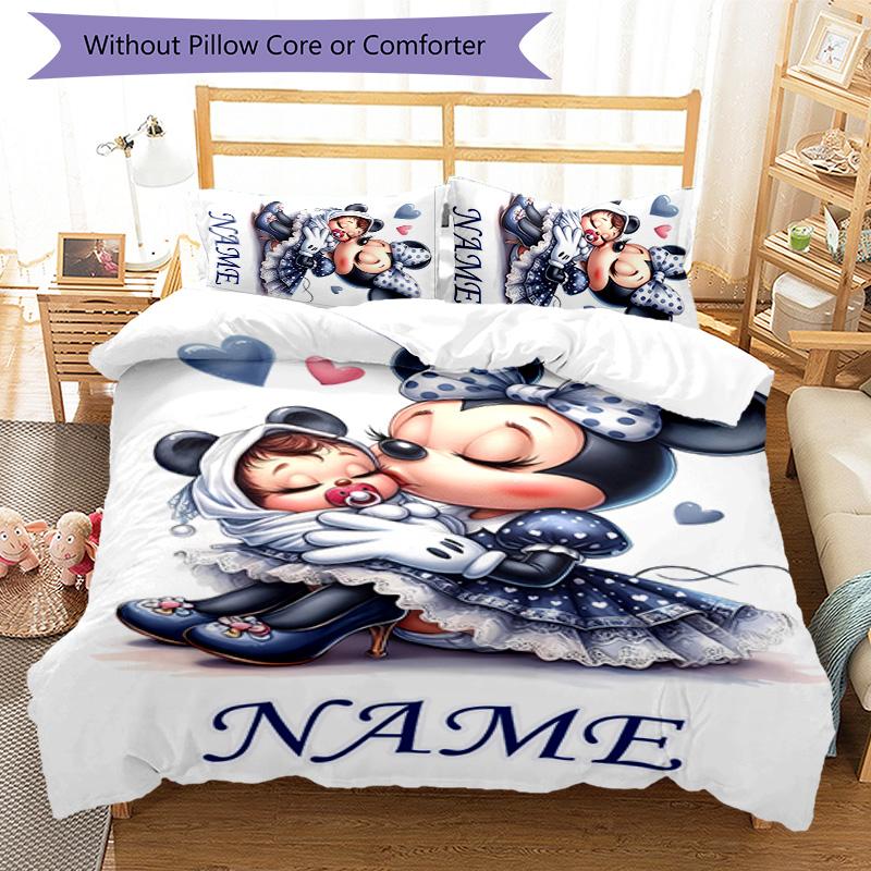 3pcs Minnie6 Cover Set - Personalized Name, HD Printed Bedding with 1 Cover and 2 Pillowcases - Perfect for Home Decor, Easy Care