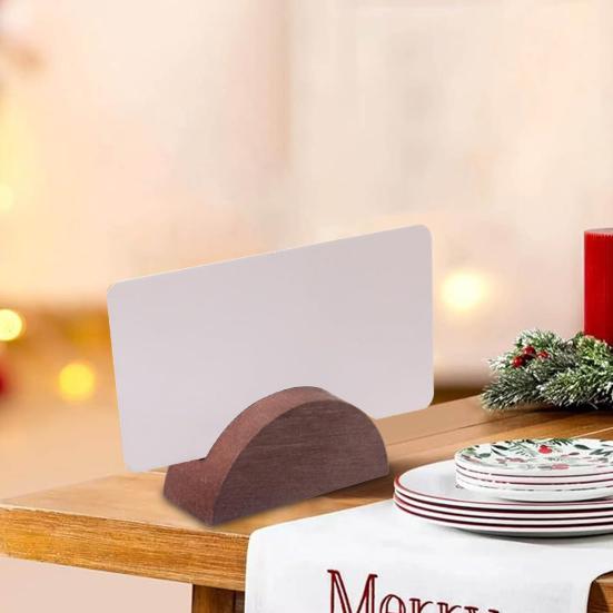 10Pcs Semicircular Wooden Business Card Holder Reusable Wedding Banquet Restaurant Table Number Place Card Holder Stand