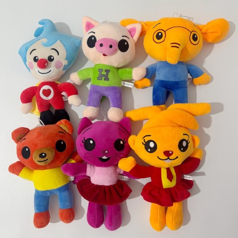 New Cute Plim Plim Plush Toy Cartoon Character Stuffed Doll Cute Clown Pig Elephant Bear Cat Figure Soft Plush Gift for Kids Birthday Home Room Decor