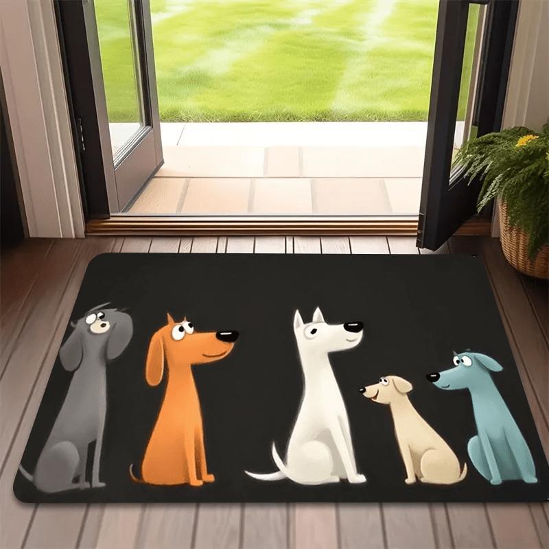 Pet-Friendly Non-Slip Door Mat with Cute Cartoon Dog Paw Print Design - Thick 0.4" Sponge & 580g/m² P