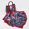 Luxury Print 90cm Square Scarf for Women Silk Satin Summer Beach Stoles Shawl Wraps Bandana Headkerchief Hijab Echarpe New