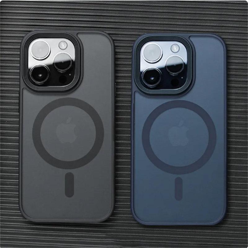 Матовый полупрозрачный чехол для iPhone 16 15 14 13 12 11 Pro Max Plus Магнитный чехол для беспроводной зарядки Magsafe