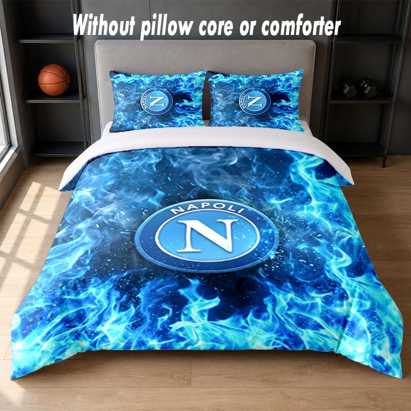 Napoli FC Design Bed Bedding Set 1 Duvet Cover + 2 Pillowcases Soft Breathable Household Bed Linens