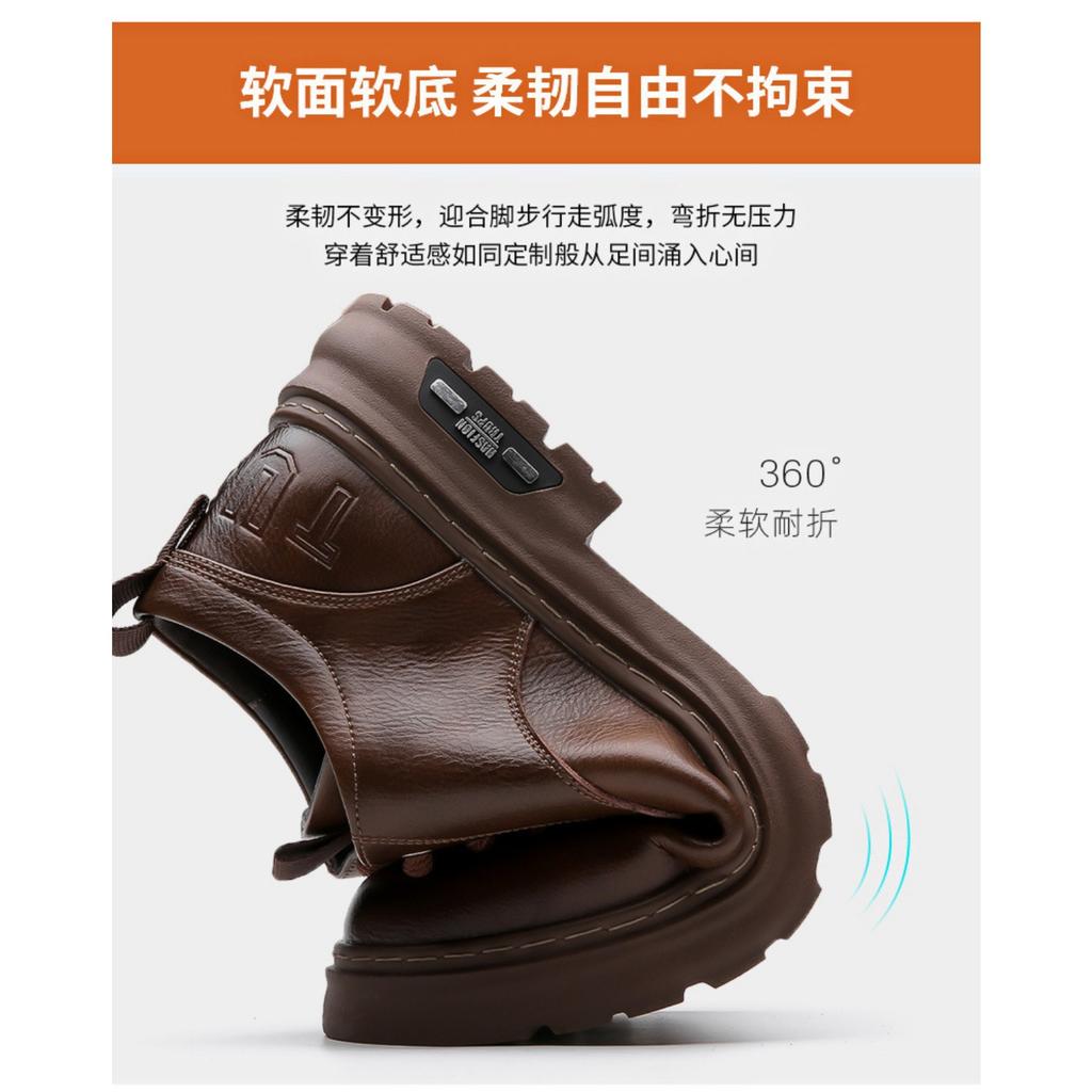 New 2025 Spring and Autumn New Handmade Online Men's Casual Leather Shoes Men's Retro Workwear Lace-up Trendy Leather Shoes