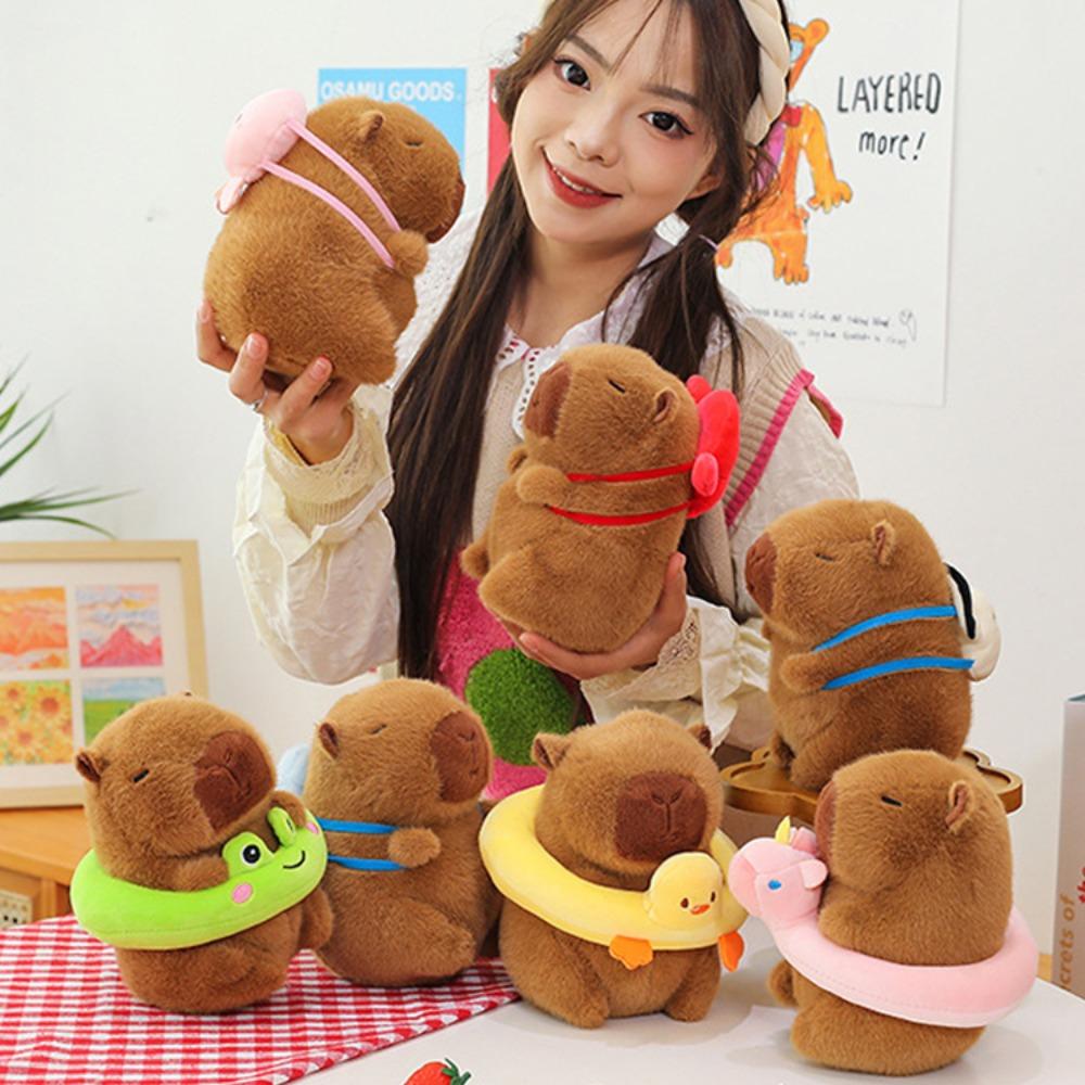 Animal Simulation Capybara Toy With Backpack Stuffed Capybara Doll  Christmas