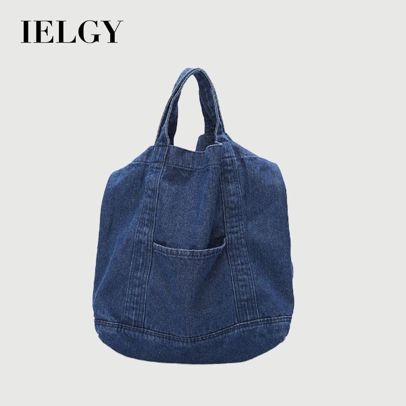 Ielgy Denim Bag Large-Capacity One-Shoulder Messenger Korean Version Trendy All-Match Handbag