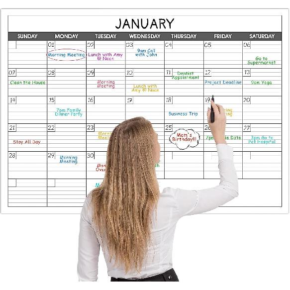 Large Dry Erase Calendar for Wall - Undated 2 Month Wall Calendar, 38" x 28"(Vertical), Erasable & Reble Laminated Wall Calendar Dry Erase with 8