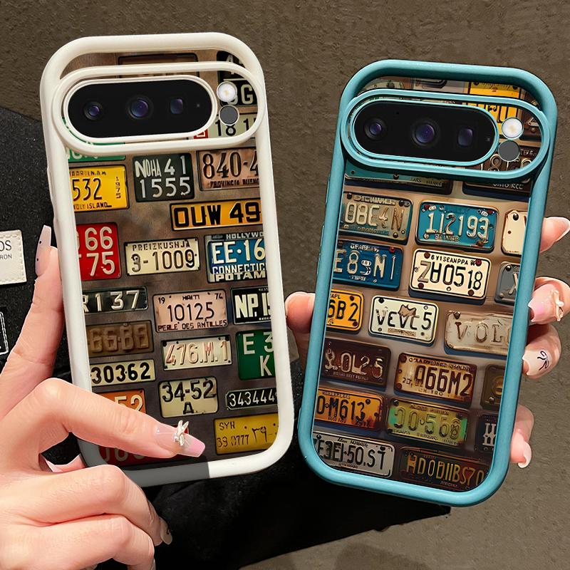 Ретро номерной знак TPU чехол для Google Pixel 10 8 7 Pro Pixel 10 9 Pro XL Ударопрочный силиконовый чехол для Google Pixel 9A 7A 8A