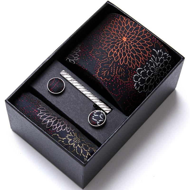 Мужской набор из шести предметов однотонный галстук-жаккард из полиэстерового шелка с логотипом на заказ