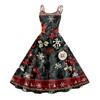 Женское модное рождественское принтованное сексуальное коктейльное платье без бретелек в готическом стиле в стиле панк, винтажное платье.
