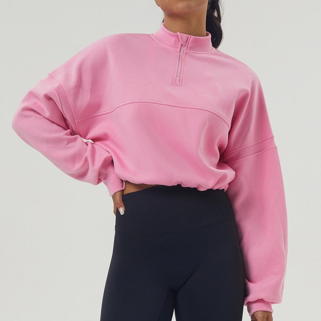 Осенне-зимняя толстовка, спортивная, для отдыха, для йоги, куртка с длинным рукавом, полумолния, одежда для фитнеса, свободная толстовка для женщин