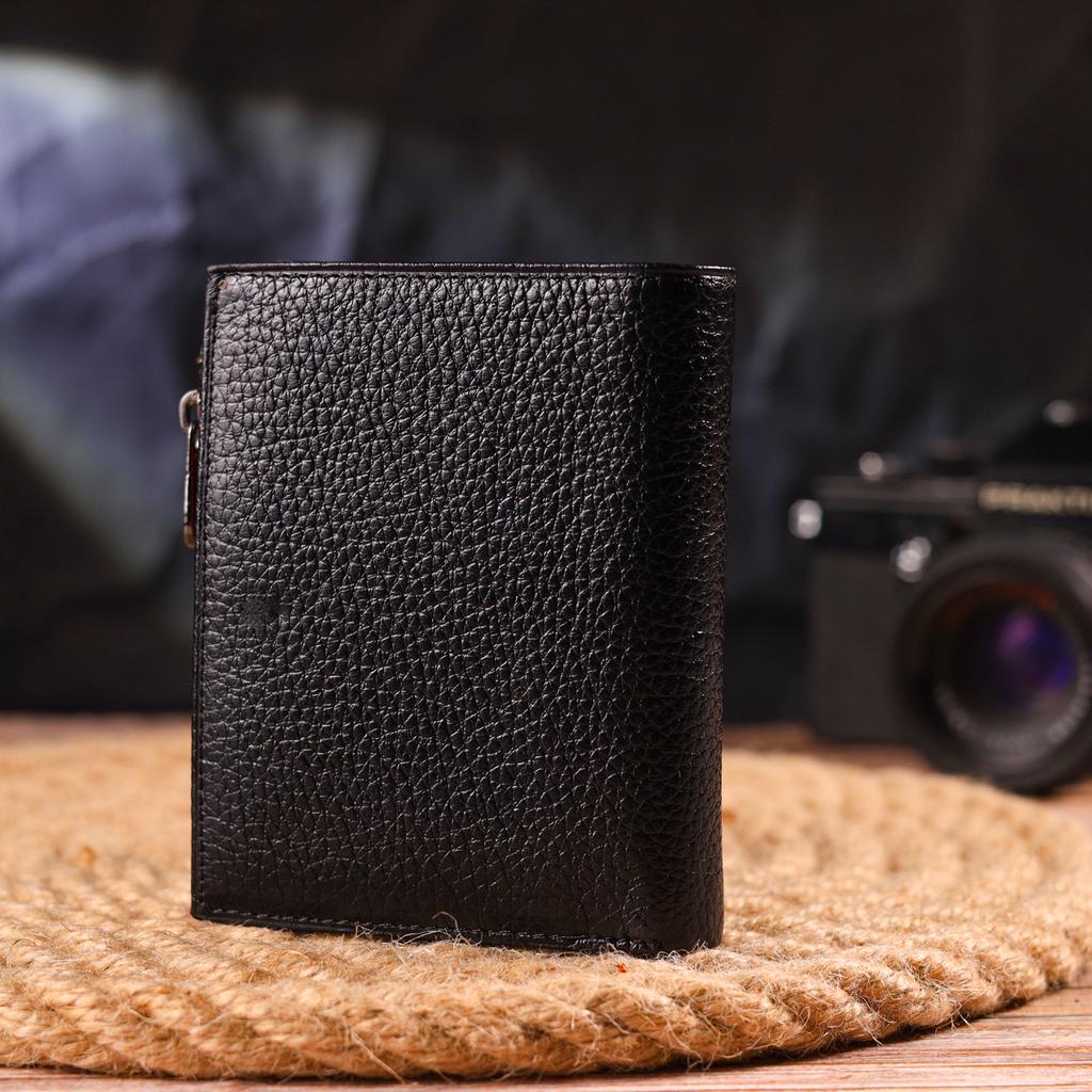 Вертикальный компактный Женский кошелек из натуральной кожи CANPELLINI Wallet 21670 Черный