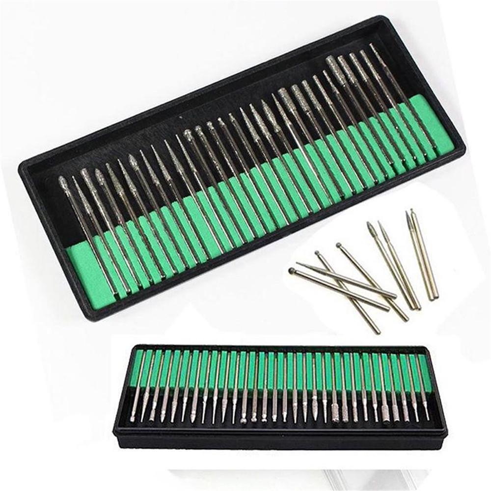 Набор из 30 алмазных борфрез Dremel, набор вращающихся инструментов, зернистость 400, футляр с хвостовиком 1/8 дюйма