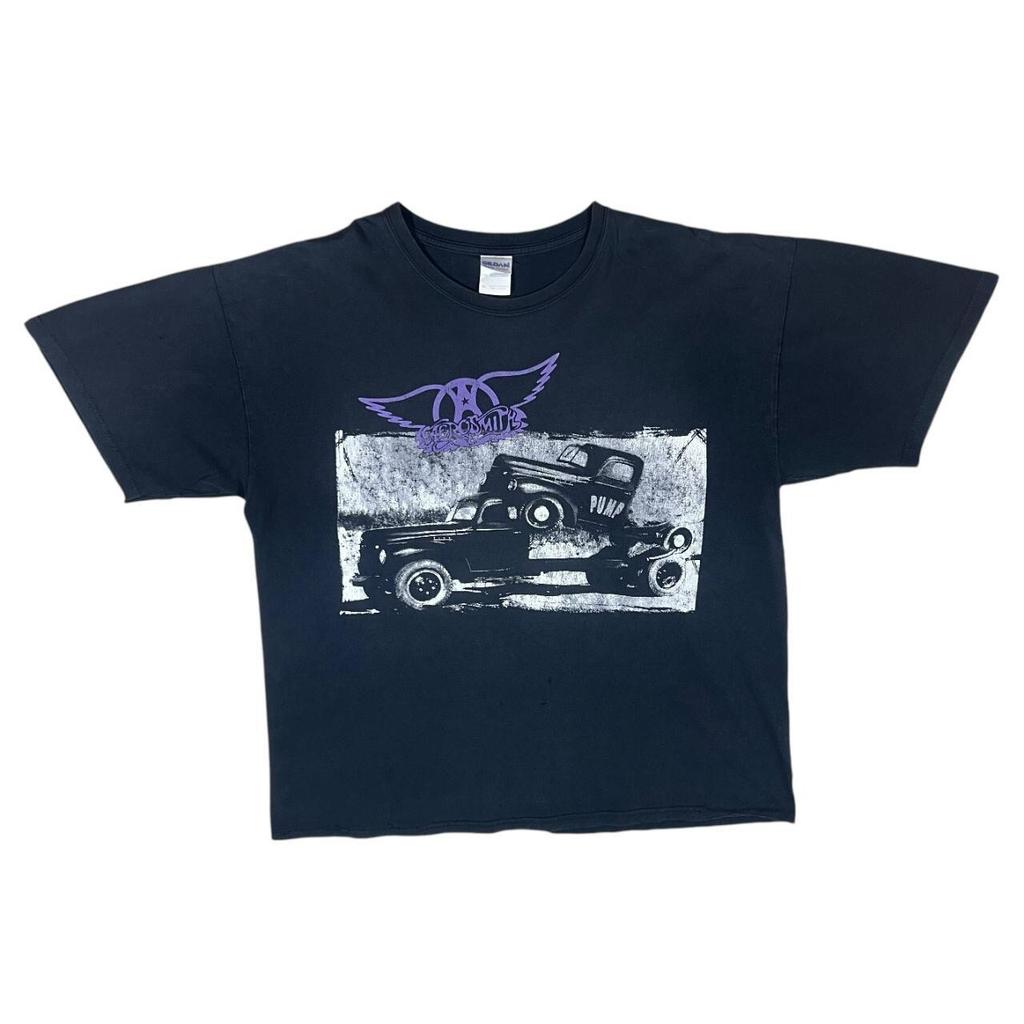 AEROSMITH Pump Glam Hard Rock Music Band Graphic Black T-shirt XL