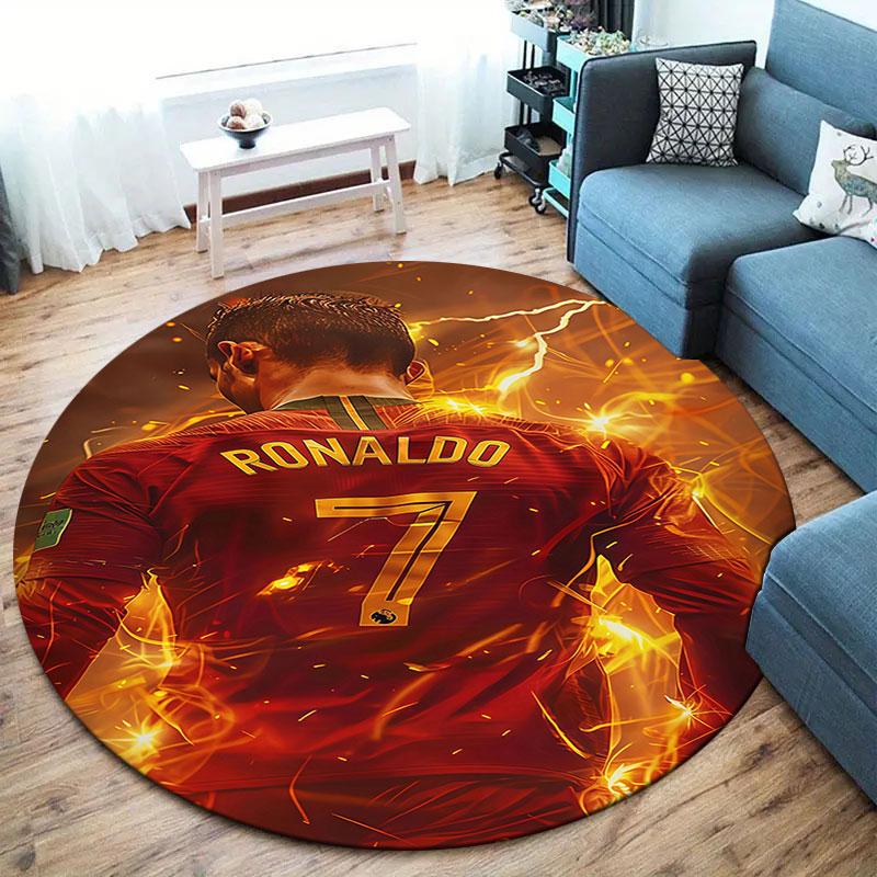 CR7 Cristiano Ronaldo Round Area Rug,Carpet Rug for Living Room Bedroom Sofa Playroom Decor,Non-slip Floor Mat