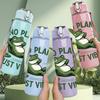 1PC No Plans Just Vibes Frog Art 750ml Color Plastic Sports Water Bottle Leakproof Flip Straw Lid Suitable for Sports Office Home Use