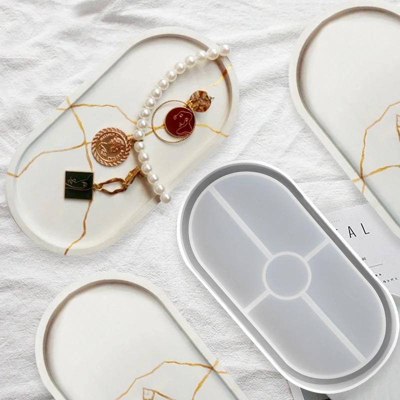 Овальный поднос Цемент Силиконовые формы DIY Цветочный горшок Бетон Гипсовая форма Пепельница Подставка Кристалл Форма Гипсовая форма