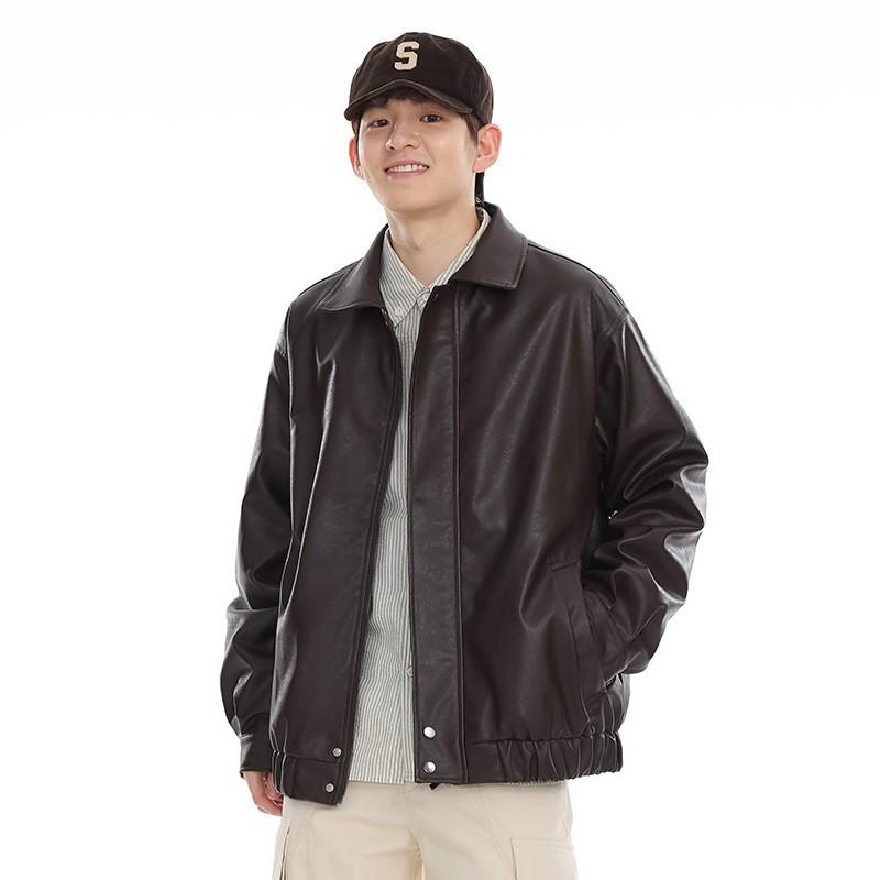 Unisex Retro Japanese Style Oversized Motorcycle Jacket Casual Outerwear