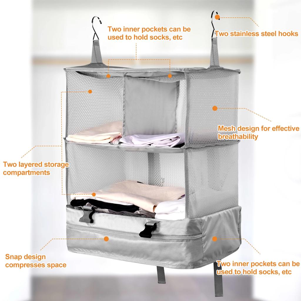 Reise Hängegepäck Organizer Tragbare Kleideraufbewahrungstasche Große Kapazität Faltbar Atmungsaktiv Schrank Kleiderorganisatoren Tasche