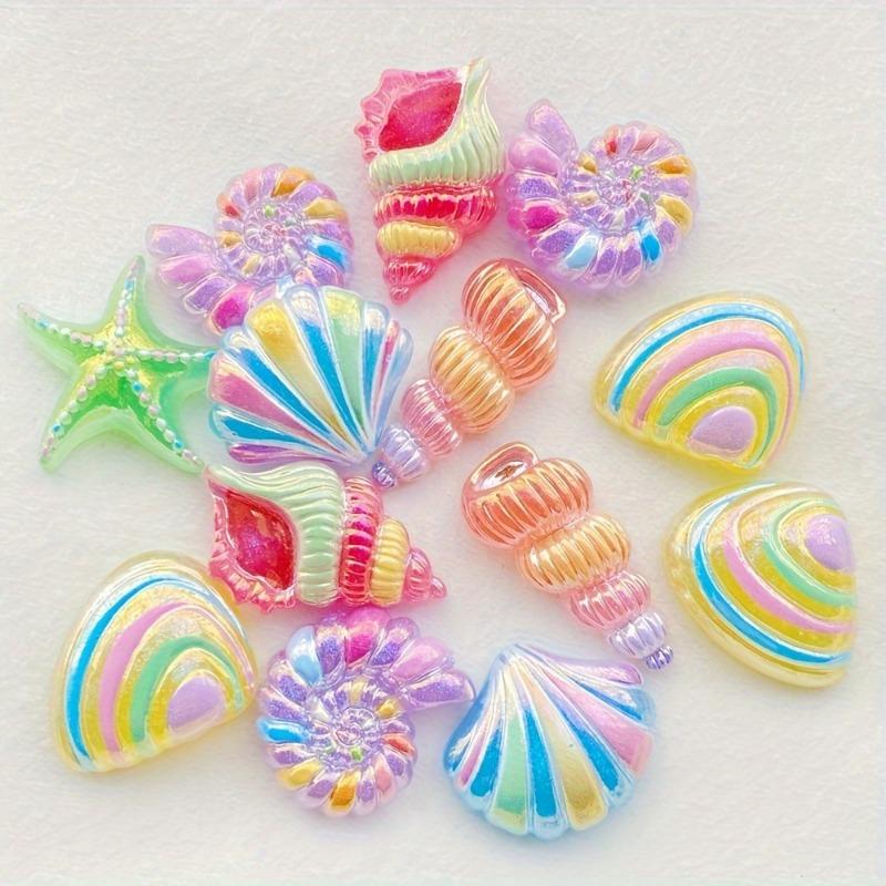 Ocean Theme ResinGlittering Starfish Shell Decorations for DIY Crafts Beach Nautical Scrapbooking Embellishments