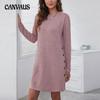 Весна и осень Большие размеры Повседневный свободный крой Круглый вырез Длинный рукав Женское платье