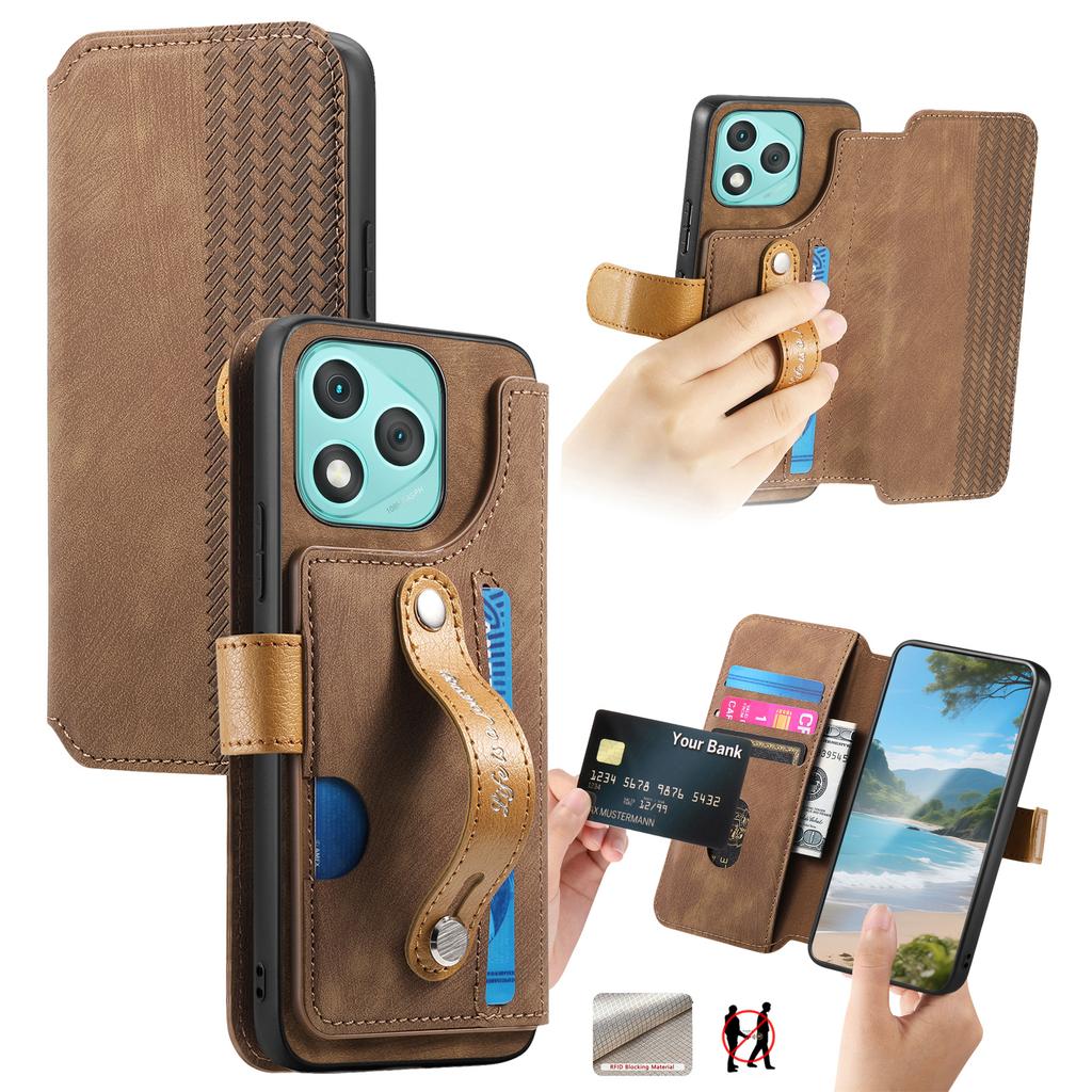 For Honor 400 Lite Case Wallet Retro Leather Phone Cover with Wristband Kickstand