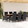VidaXL Garden Lounge Set 9 Pcs with Grey Cushions Wicker 3261993