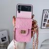 Кожаный чехол для карты с ремешком через плечо для телефона Samsung Galaxy Z Flip 3 Flip 4 Z Flip4 Flip3 5g, милый защитный чехол-цепочка