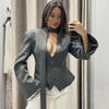 Tuularose Однобортное пальто женское с V-образным вырезом и шарфом, с длинным рукавом, приталенный жакет, женское повседневное, узкое, для commutes