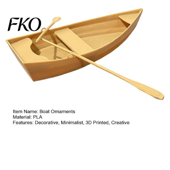 Minimalist Ornament 3D Printed Boat Figurine, Stable Ornaments with Paddle, Desktop Decoration Base Miniature for Home Office Display Creative