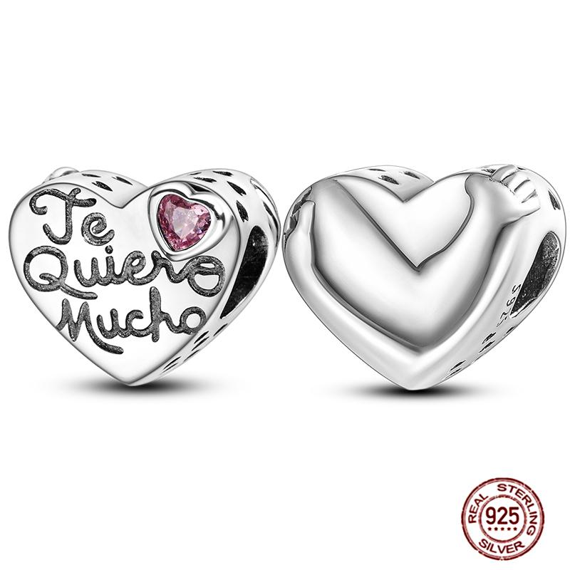 Медные Шармы Большая Любовь Мама Семья Сестра Розовое Сердце Тюльпан Бусины Ча Подходят для Оригинального Браслета Сделай Сам Ювелирный Подарок на День Матери