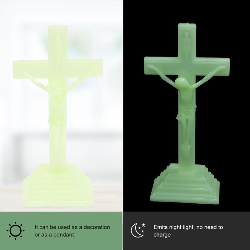 Luminous Jesus Cross Adornment Home Decor Religious Gift Retro Table Nament Wall Hanging Festive Party Supplies